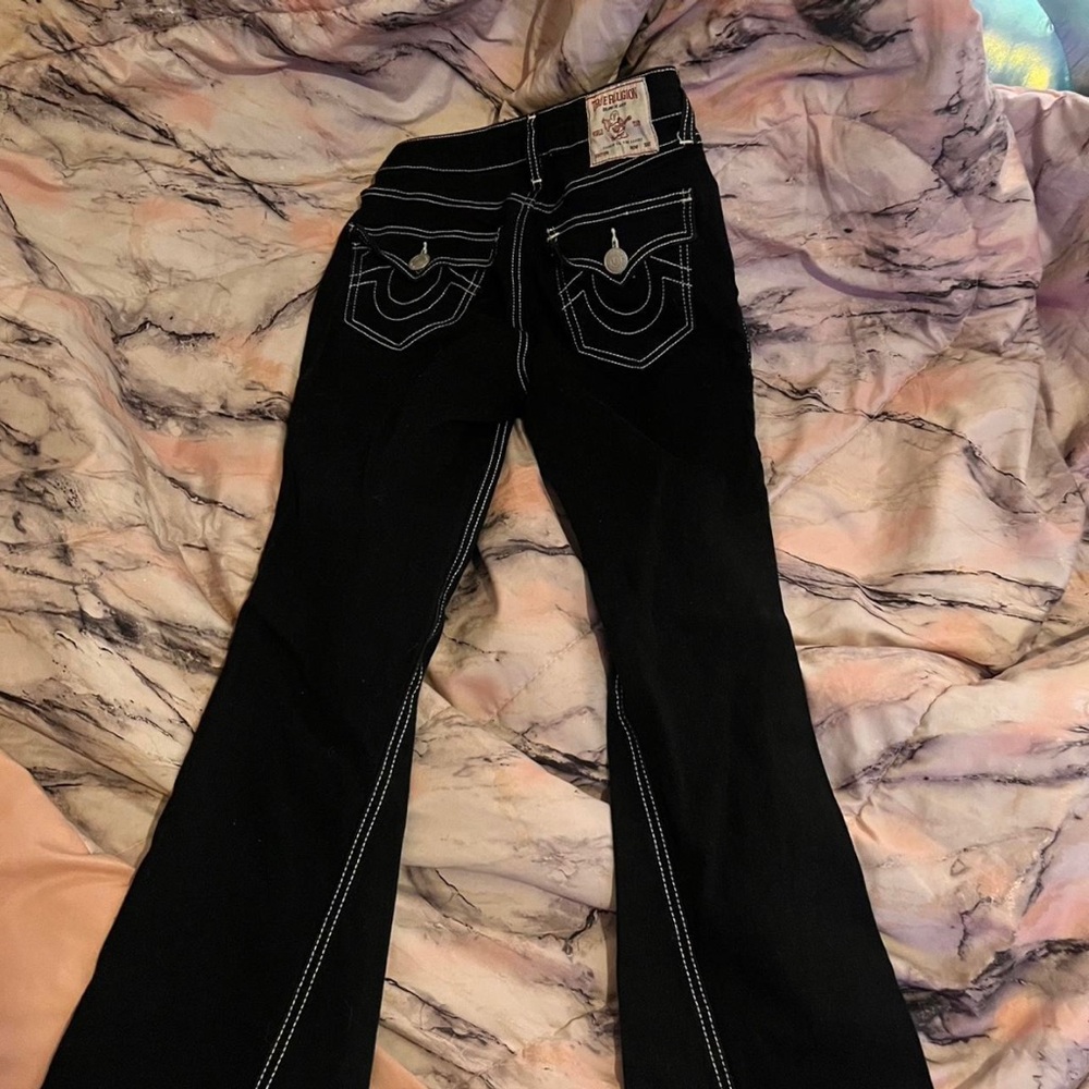 True religion Joey Black Jeans with White Stitching